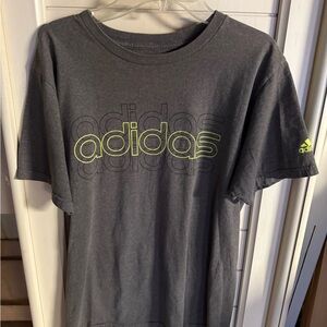 Adidas Kids Charcoal Tee with Neon Logo
